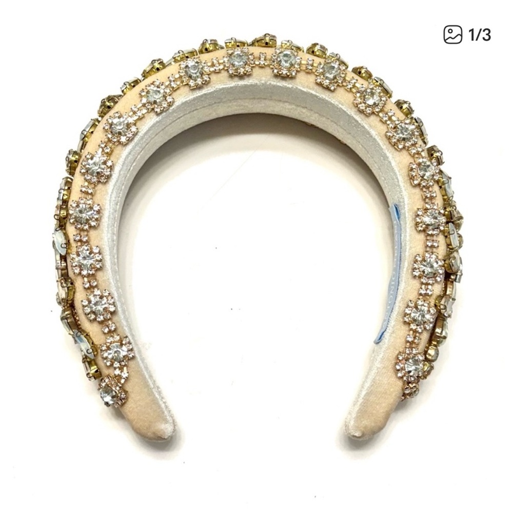 Antonio Melani Embellished Velvet Headband in Champagne Gold